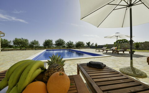 Villa Dalmacija: Himmel, Wasser, Eigentum, Pflanze, Gebäude, Schatten, Wolke, Gartenmöbel, Baum, Arecales