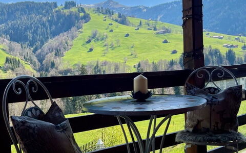 Serviced Apartment Chalet Bärgblüml i Ha: Möbel, Hügel, Gebirge, Stuhl, Gartenmöbel, Balkon, Grat, Tisch Im Freien, Senke, Bergstation