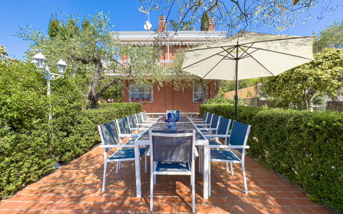 Villa La Rodina - Diano Marina: Möbel, Pflanze, Tabelle, Pflanzengemeinschaft, Himmel, Stuhl, Tisch Im Freien, Schatten, Botanik, Gartenmöbel