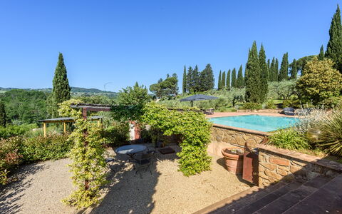 Villa Pancole: Pflanze, Himmel, Eigentum, Pflanzengemeinschaft, Wasser, Natur, Baum, Natürliche Landschaft, Schwimmbad, Grundstueck