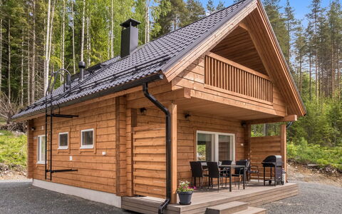 Kolin Kangastus Kanerva 4: Holz, Hütte, Blockhaus, Wald, Schuppen, Gartenbauten, Lärche, Wald, Holzbeize