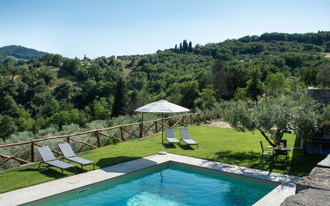 Casa San Piero: Wasser, Pflanze, Eigentum, Himmel, Schwimmbad, Azurblau, Baum, Gartenmöbel, Stuhl, Gewässer
