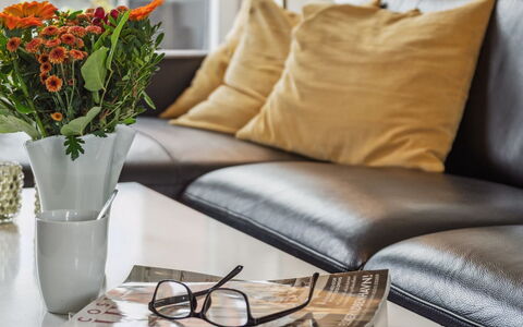 Akim - 2Km from the Sea: Möbel, Interior Design, Couch, Wohnzimmer, Blumentopf, Tabelle, Vase, Schnittblumen, Beleuchtung, Flooring