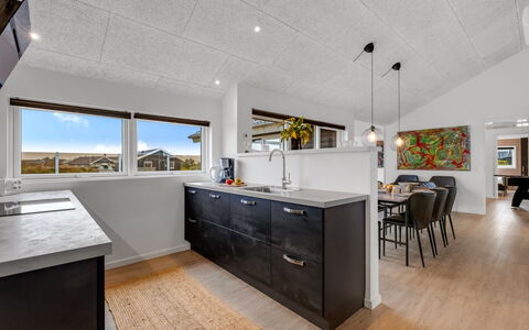 Tola - 450M from the Sea: Küche, Countertop, Flooring, Interior Design, Decke, Holz, Major Appliance, Fussboden, Küchengerät, Cabinetry