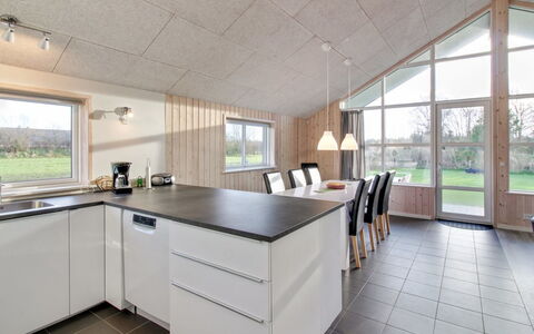 Ethel - 1.5Km to the Fjord: Decke, Küche, Light Fixture, Countertop, Cabinetry, Küche & Esszimmer Tisch, Armatur, Daylighting, Dachboden