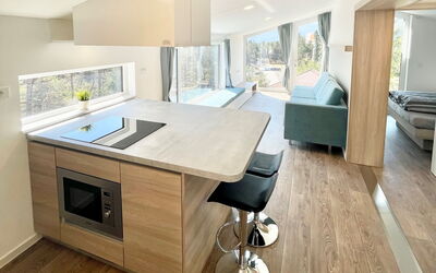 Skylight Chalet 501.2: Flooring, Fussboden, Holz, Countertop, Interior Design, Küche, Möbel, Cabinetry, Küchengerät, Major Appliance