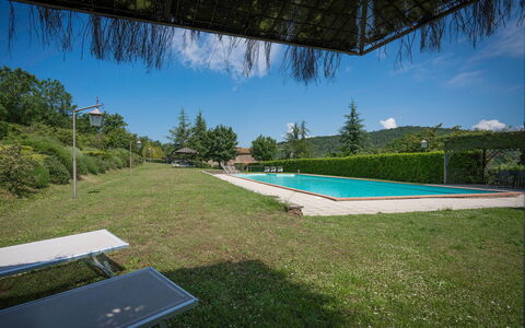 Fonte Nuova - Badia Agnano, Toscana: Pflanze, Wasser, Himmel, Eigentum, Schwimmbad, Schatten, Baum, Gartenmöbel, Die Architektur, Rechteck