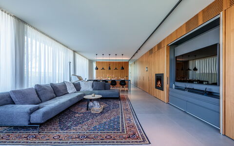 Villa Dalia Venezia: Gebäude, Couch, Flooring, Fussboden, Fenster, Wohnzimmer, Komfort, Holz, Wand, Studio Couch