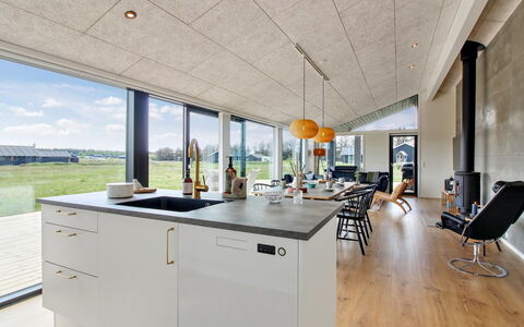 Serey - 1.4Km from the Sea: Decke, Stuhl, Küche, Küche & Esszimmer Tisch, Countertop, Design, Light Fixture, Cabinetry, Daylighting, Holzboden