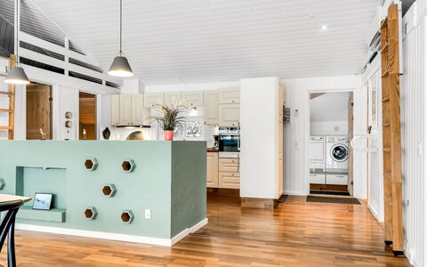 Valda - 1.5Km from the Sea: Interior Design, Flooring, Möbel, Fussboden, Holzboden, Holz, Decke, Light Fixture, Küche, Countertop