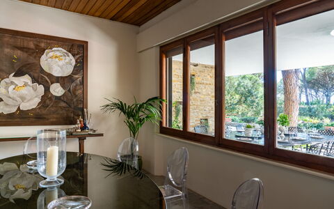 Villa La Pineta: Pflanze, Gebäude, Eigentum, Fenster, Blumentopf, Bilderrahmen, Zimmerpflanze, Interior Design, Holz, Wohnzimmer