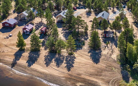 Siika: Baum, Landschaft, Hütte, Immergrün, Lärche, Pine Familie, Blockhaus, Sand