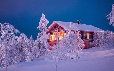 Uuvana: Holz, Schnee, Winter, Hütte, Einfrieren, Zuhause, Blockhaus, Lärche, Abstellgleis