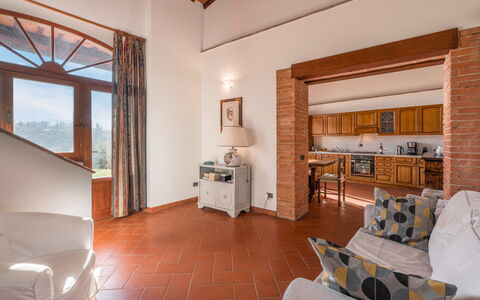 Le Masse - Greve In Chianti, Toscana: Gebäude, Eigentum, Möbel, Komfort, Bilderrahmen, Holz, Orange, Wohnzimmer, Fernsehen, Die Architektur
