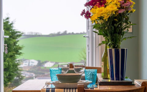 Valley View: Blume, Tabelle, Pflanze, Geschirr, Grün, Fenster, Dishware, Blütenblatt, Blumentopf, Gebäude