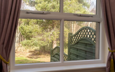 Falcon Lodge: Pflanze, Fenster, Baum, Schatten, Holz, Interior Design, Gebäude, Vorhang, Wand