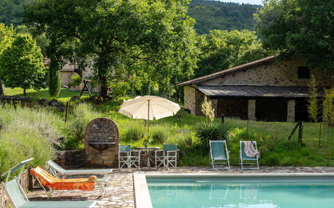 Villa Amiata: Wasser, Pflanze, Eigentum, Gebäude, Grün, Natur, Regenschirm, Baum, Schwimmbad, Gartenmöbel