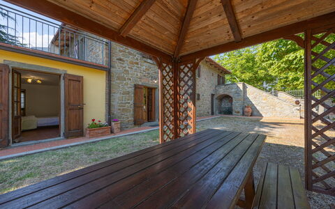 Villa Marconi: Gebäude, Pflanze, Holz, Interior Design, Fenster, Fussboden, Hütte, Holzbeize, Veranda, Flooring