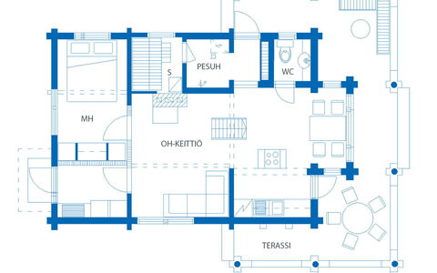 Villa Käpytikka: Bett, Möbel, Schlafzimmer, Interior Design, Bedding, Bettdecke, Flooring, Holz, Fussboden, Zimmer