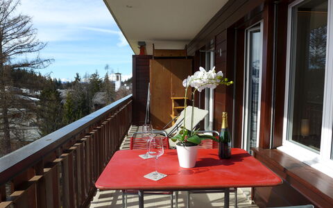 Crans-Montana 666: Gebäude, Tabelle, Eigentum, Fenster, Pflanze, Möbel, Blumentopf, Blume, Zimmerpflanze, Holz