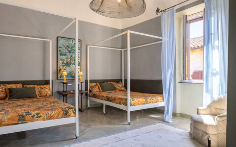 Sunset Sea View, Baratti, Populonia, Wifi, Ac: Bett, Schlafzimmer, Interior Design, Möbel, Fussboden, Bedding, Flooring, Bettdecke, Decke, Textil