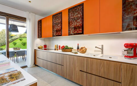 Villa Corallo - Sea Front | By Rocco Forte Villas: Cabinetry, Eigentum, Countertop, Zapfhahn, Küche, Holz, Orange, Interior Design, Fenster, Wand