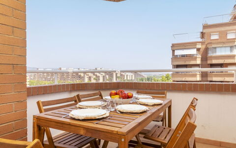 Vistamar Ii - Marina D'Or: Holz, Möbel, Die Architektur, Wohnung, Stuhl, Küche & Esszimmer Tisch, Tabelle, Balkon, Fussboden, Tisch Im Freien