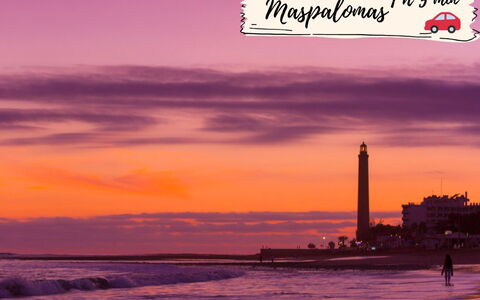 Maspalomas 1060: Horizont, Afterglow, Turm, Dämmerung, Orange, Sonnenuntergang, Sonnenaufgang, Meer, Strand