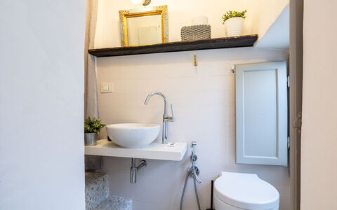 La Piccina: Zapfhahn, Pflanze, Eigentum, Armatur, Sinken, Bad Sink, Spiegel, Weiss, Badezimmer, Lila