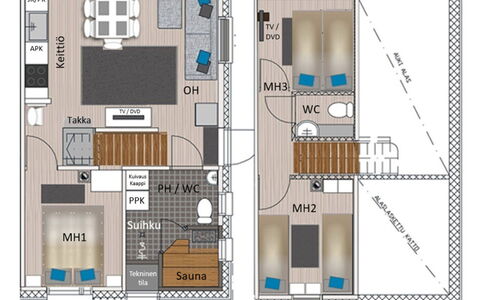 Golfarinkunnas 7B: Möbel, Interior Design, Flooring, Fussboden, Tabelle, Decke, Küche & Esszimmer Tisch, Beleuchtung, Stuhl, Zuhause