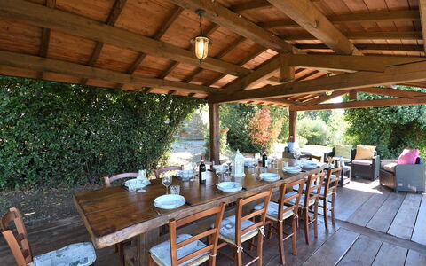 Villa Sette Ponti Levante: Tabelle, Möbel, Pflanze, Stuhl, Geschirr, Interior Design, Gartenmöbel, Freizeit, Grundeigentum, Baum