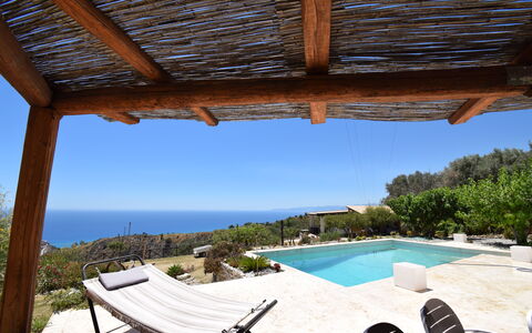 Villa Roccella Ionica, Sea View, a c: Himmel, Eigentum, Wasser, Schatten, Schwimmbad, Gartenmöbel, Interior Design, Pflanze, Freizeit, Hütte