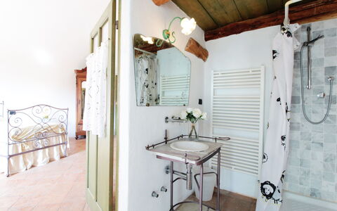 La Casa Dei Nonni, House With Private Pool, Torino: Zapfhahn, Eigentum, Spiegel, Sinken, Armatur, Badezimmer, Interior Design, Gebäude, Fussboden, Holz