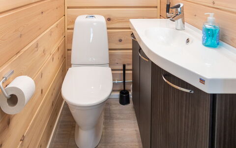Kiehtäjän Lahti: Flooring, Badezimmer, Armatur, Toilette, Holz, Toilleten Sitz, Fussboden, Bad Sink, Sinken, Interior Design