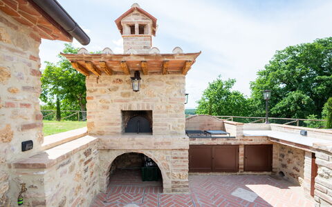 La Piazzetta, Borgo Campassini, Monteriggioni: Backstein, Mauerwerk, Garten, Landscaping, Outdoor Struktur, Steinofen