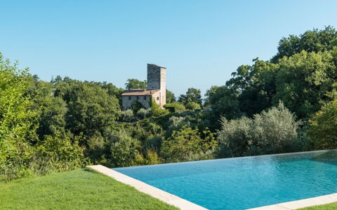 Villa Ugo: Schwimmbad, Strauch, Grundstueck, Garten, Landscaping, Rasen, Estate, Water Feature, Schatten, Garten