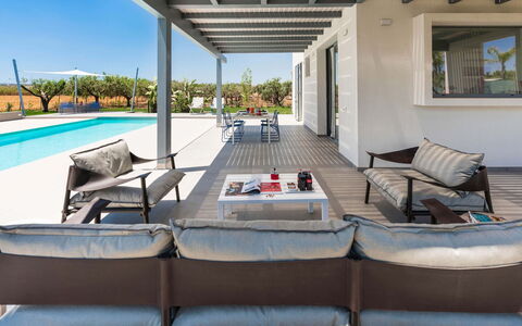 Villa Marzamemi: Möbel, Gartenmöbel, Stuhl, Resort, Schatten, Schwimmbad, Terrasse, Eco Hotel, Outdoor Struktur, Tisch Im Freien