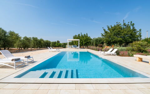 Villa Prestige: Blau, Schwimmbad, Resort, Verbundwerkstoff, Gartenmöbel, Schatten, Eco Hotel, Water Feature, Freizeitzentrum, Thermae