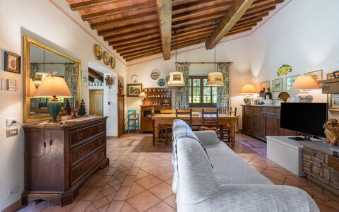 Grace Home, Pool, Wifi, Gambassi Terme: Möbel, Zuhause, Haus, Tabelle, Stuhl, Tür, Zimmerpflanze, Küche & Esszimmer Tisch, Wohnzimmer