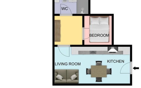 La Rondine Apartment: Schlafzimmer, Bett, Bedding, Design, Bettrahmen
