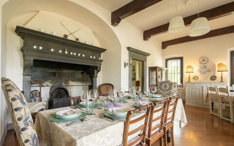 Villa Albertina: Möbel, Interior Design, Stuhl, Tabelle, Wand, Esszimmer, Holz, Küche & Esszimmer Tisch, Decke, Flooring