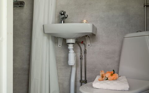 Hölick Minichalet 2: Armatur, Badezimmer, Interior Design, Installation, Fussboden, Flooring, Toilette, Toilleten Sitz, Bad Sink, Zapfhahn
