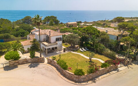 Can Jordi: Blau, Gelb, Balkon, Holzbeize, Hotel, Zimmerpflanze