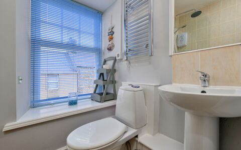 Penmaen House: Armatur, Flooring, Interior Design, Fussboden, Badezimmer, Toilette, Toilleten Sitz, Installation, Sinken, Decke