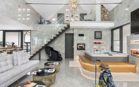 Luxury Palace with Swimming Spa&Jacuzzi: Interior Design, Flooring, Decke, Fussboden, Möbel, Beleuchtung, Light Fixture, Wohnung, Wohnzimmer, Zimmer