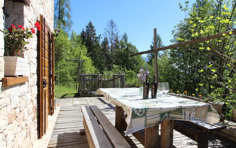 Baita Costa Di Gial: Holz, Möbel, Hütte, Tisch Im Freien, Veranda, Stuhl, Gartenmöbel, Küche & Esszimmer Tisch, Holzbeize, Hartholz