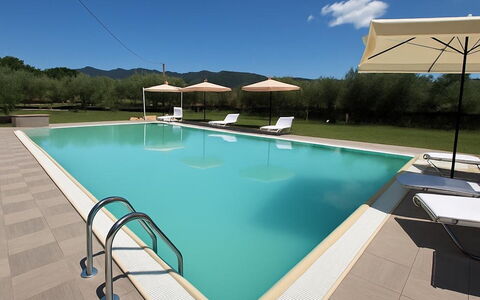 Villa Diamante: Schwimmbad, Resort, Verbundwerkstoff, Schatten, Eco Hotel, Gartenmöbel, Stuhl, Fliese, Water Feature, Sonnenliege