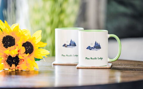Pine Needle Lodge: Servierware, Tasse, Porzellan, Kaffeetasse, Keramik