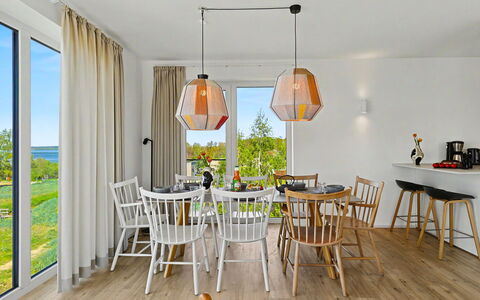 Penthouse Dümmerview: Möbel, Interior Design, Stuhl, Holz, Flooring, Tabelle, Küche & Esszimmer Tisch, Fussboden, Esszimmer, Light Fixture