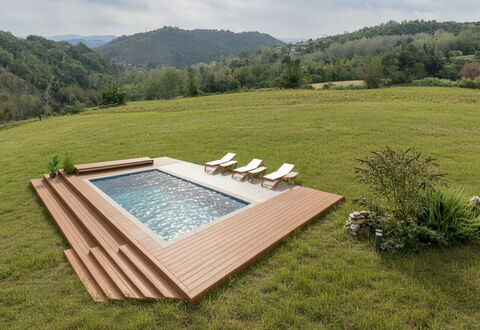 Villa Pietra With Pool On Piemonte Hills: Holz, Schwimmbad, Freizeit, Hartholz, Garten, Holzboden, Holzbeize, Eco Hotel, Deck, Landscaping